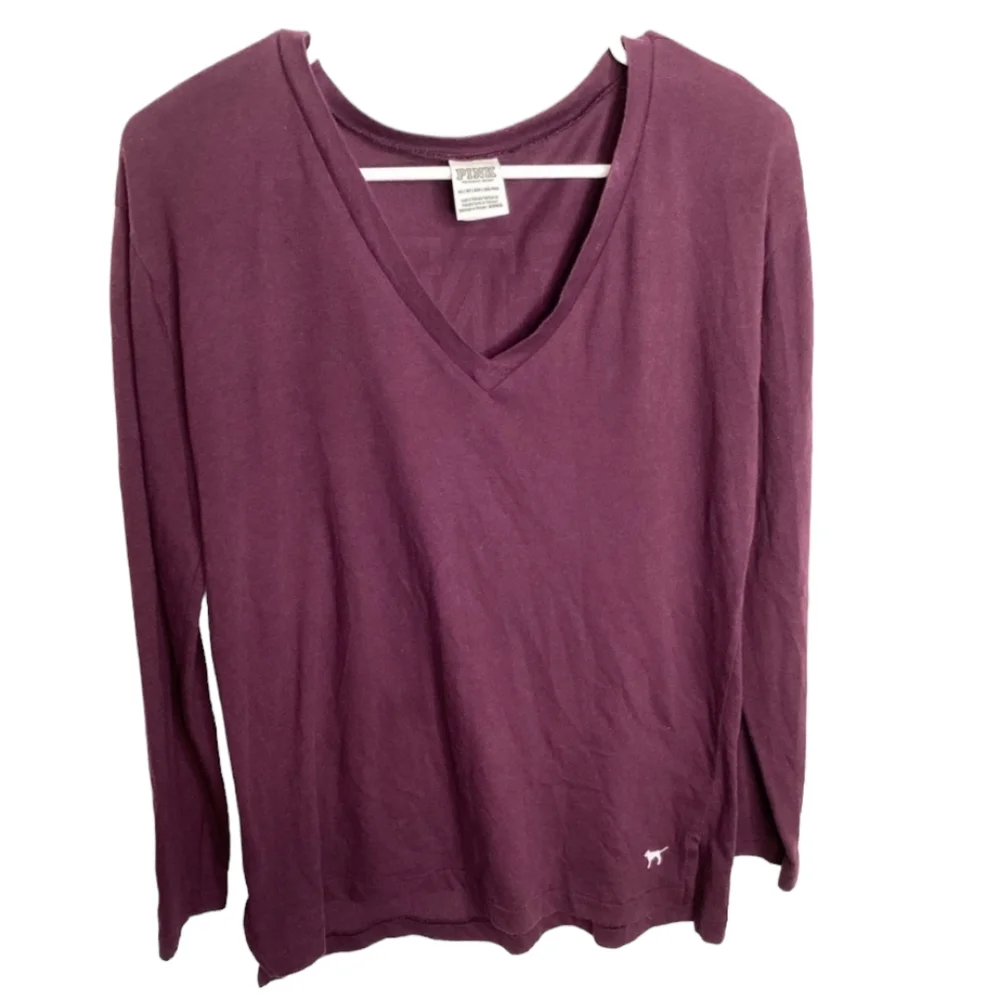 PINK Long Sleeve Tee Maroon color Sz XS - Picture 2 of 4